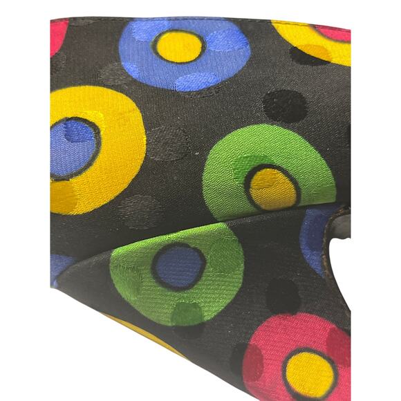 Stuart Weitzman Colorful Polka Dot printed silk heels 7B/M Vintage - Picture 5 of 10